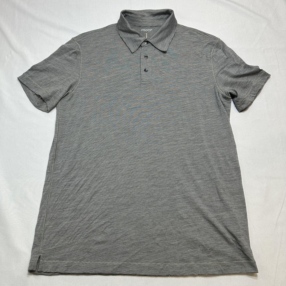 Proof Polo Shirt Mens Small Gray Striped Wool Blend Classic Huckberry Casual